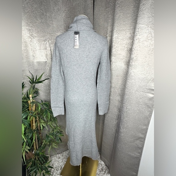 NWT Lulus Sheerah Heather Grey Turtleneck Knit Midi Sweater Dress Sz S - Picture 8 of 12